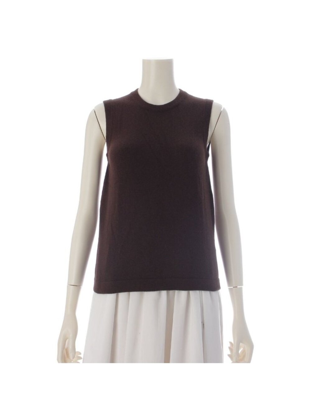 Hermes Martin Margiela Era Cashmere Sleeveless Crew Neck Knit Vest Brown XS